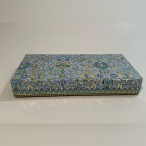 Blue And Gold Floral Design Flip Lid Box